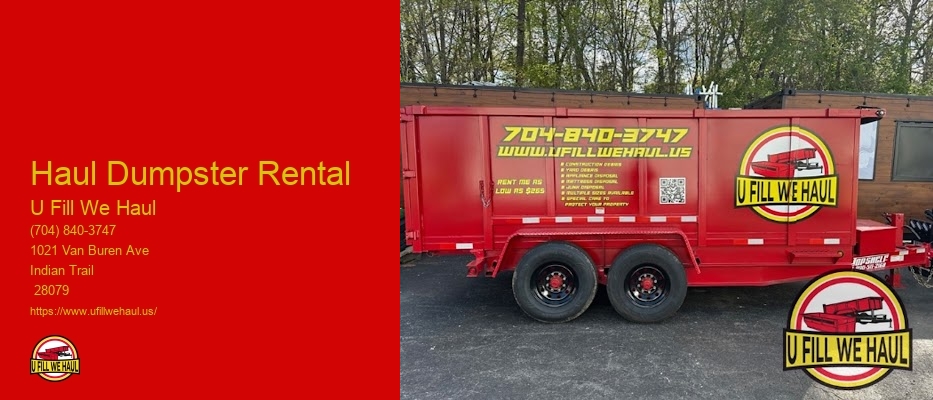 U Fill We Haul Dumpster Rental Prices